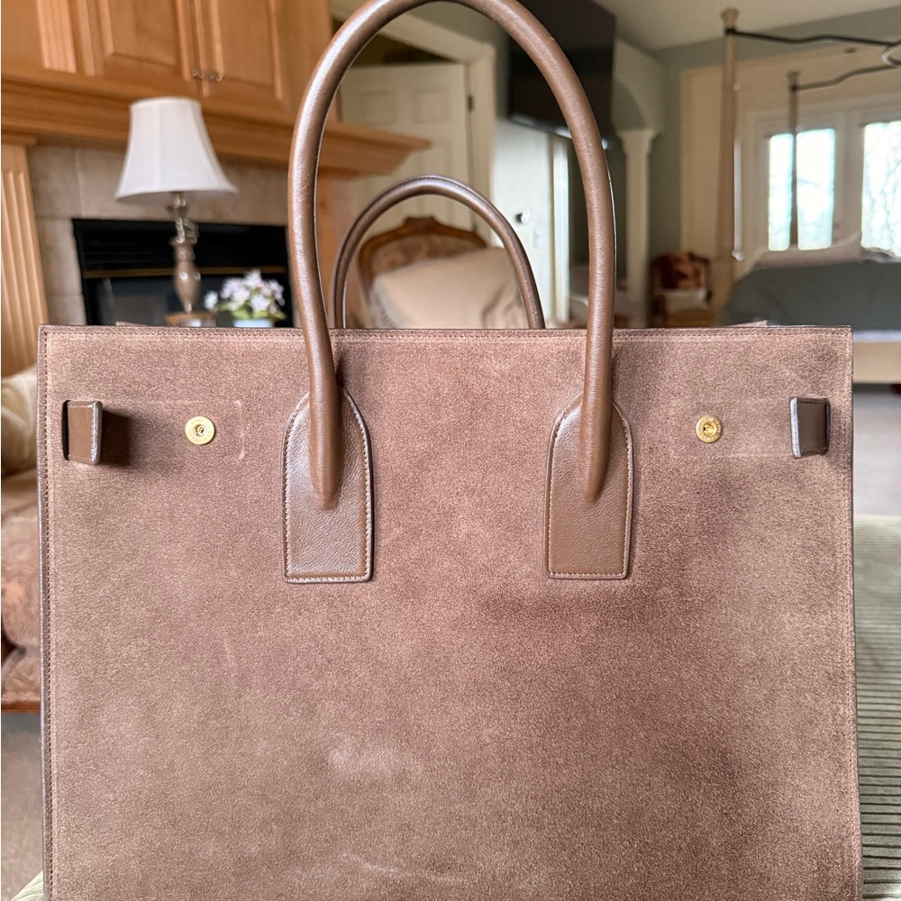Saint Laurent Large Brown Suede Sac De Jour